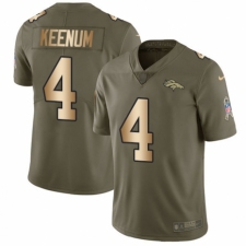 Men's Nike Denver Broncos #4 Case Keenum Limited Olive/Gold 2017 Salute to Service NFL Jersey
