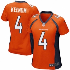 Women's Nike Denver Broncos #4 Case Keenum Game Orange Team Color NFL Jersey
