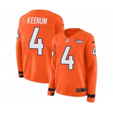 Women's Nike Denver Broncos #4 Case Keenum Limited Orange Therma Long Sleeve NFL Jersey