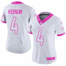 Women's Nike Denver Broncos #4 Case Keenum Limited White/Pink Rush Fashion NFL Jersey