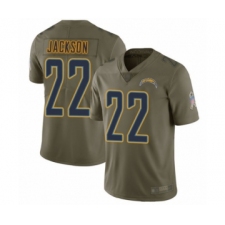 Men's Los Angeles Chargers #22 Justin Jackson Limited Olive 2017 Salute to Service Football Jersey