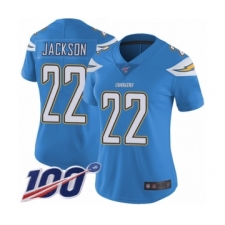 Women's Los Angeles Chargers #22 Justin Jackson Electric Blue Alternate Vapor Untouchable Limited Player 100th Season Football Jersey