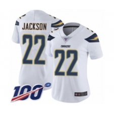 Women's Los Angeles Chargers #22 Justin Jackson White Vapor Untouchable Limited Player 100th Season Foot