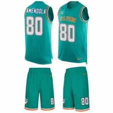 Men's Nike Miami Dolphins #80 Danny Amendola Limited Aqua Green Tank Top Suit NFL Jersey
