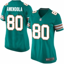 Women's Nike Miami Dolphins #80 Danny Amendola Game Aqua Green Alternate NFL Jersey