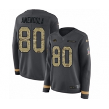 Women's Nike Miami Dolphins #80 Danny Amendola Limited Black Salute to Service Therma Long Sleeve NFL Jersey