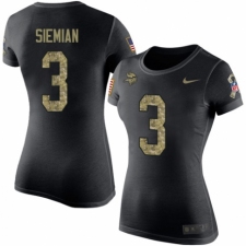 NFL Women's Nike Minnesota Vikings #3 Trevor Siemian Black Camo Salute to Service T-Shirt