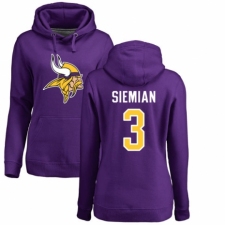 NFL Women's Nike Minnesota Vikings #3 Trevor Siemian Purple Name & Number Logo Pullover Hoodie