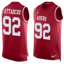 Men's Nike San Francisco 49ers #92 Jeremiah Attaochu Limited Red Player Name & Number Tank Top NFL Jersey