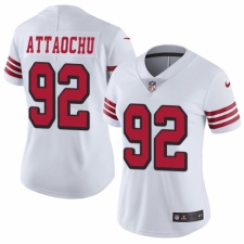 Women's Nike San Francisco 49ers #92 Jeremiah Attaochu Limited White Rush Vapor Untouchable NFL Jersey