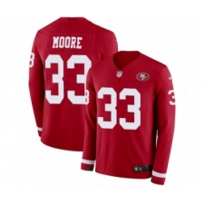 Men's Nike San Francisco 49ers #33 Tarvarius Moore Limited Red Therma Long Sleeve NFL Jersey