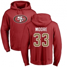 NFL Nike San Francisco 49ers #33 Tarvarius Moore Red Name & Number Logo Pullover Hoodie