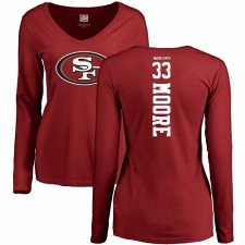 NFL Women's Nike San Francisco 49ers #33 Tarvarius Moore Red Backer Long Sleeve T-Shirt