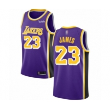 Men's Los Angeles Lakers #23 LeBron James Authentic Purple Basketball Jerseys - Statement Editi