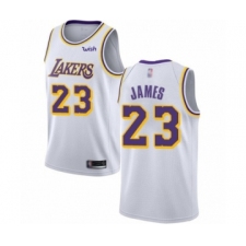 Men's Los Angeles Lakers #23 LeBron James Authentic White Basketball Jerseys - Association Edition