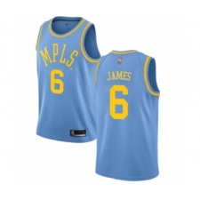 Men's Los Angeles Lakers #6 LeBron James Authentic Blue Hardwood Classics Basketball Jersey