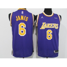 Men's Los Angeles Lakers #6 LeBron James Purple Basketball Swingman Association Edition Jersey