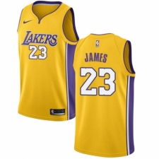 Men's Nike Los Angeles Lakers #23 LeBron James Swingman Gold NBA Jersey - Icon Edition