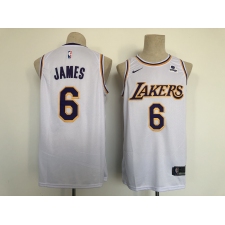 Men's Nike Los Angeles Lakers #6 LeBron James White Swingman Association Edition Jersey