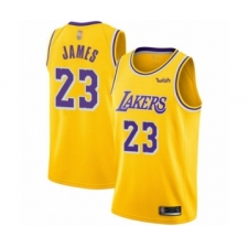 Women's Los Angeles Lakers #23 LeBron James Swingman Gold Basketball Jerseys - Icon Edition
