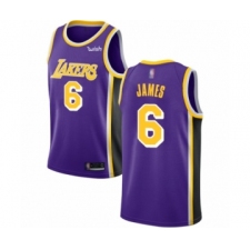 Women's Los Angeles Lakers #6 LeBron James Authentic Purple Basketball Jersey - Statement Edition