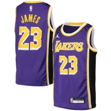 Youth Los Angeles Lakers #23 LeBron James Jordan Brand Purple 2020-21 Swingman Player Jersey