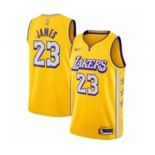Youth Los Angeles Lakers #23 LeBron James Swingman Gold Basketball Jersey - 2019 20 City Edition
