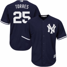 Youth Majestic New York Yankees #25 Gleyber Torres Authentic Navy Blue Alternate MLB Jersey