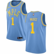 Men's Nike Los Angeles Lakers #1 JaVale McGee Authentic Blue Hardwood Classics NBA Jersey