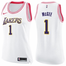 Women's Nike Los Angeles Lakers #1 JaVale McGee Swingman White/Pink Fashion NBA Jersey