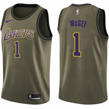 Youth Nike Los Angeles Lakers #1 JaVale McGee Swingman Green Salute to Service NBA Jersey