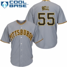 Men's Majestic Pittsburgh Pirates #55 Josh Bell Replica Grey Road Cool Base MLB Jersey