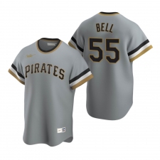 Men's Nike Pittsburgh Pirates #55 Josh Bell Gray Cooperstown Collection Road Stitched Baseball Jersey