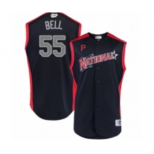 Men's Pittsburgh Pirates #55 Josh Bell Authentic Navy Blue National League 2019 Baseball All-Star Jersey