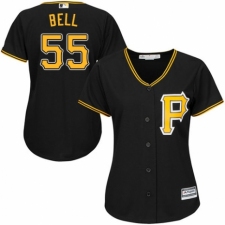 Women's Majestic Pittsburgh Pirates #55 Josh Bell Authentic Black Alternate Cool Base MLB Jersey