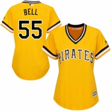 Women's Majestic Pittsburgh Pirates #55 Josh Bell Authentic Gold Alternate Cool Base MLB Jersey
