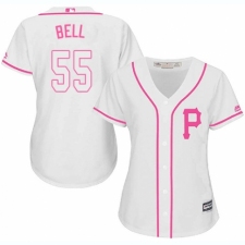 Women's Majestic Pittsburgh Pirates #55 Josh Bell Authentic White Fashion Cool Base MLB Jersey