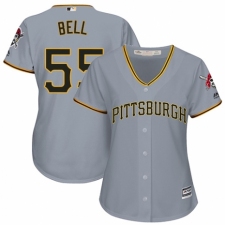 Women's Majestic Pittsburgh Pirates #55 Josh Bell Replica Grey Road Cool Base MLB Jersey