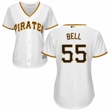 Women's Majestic Pittsburgh Pirates #55 Josh Bell Replica White Home Cool Base MLB Jersey