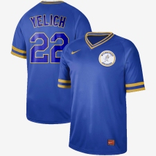 Men's Milwaukee Brewers #22 Christian Yelich Nike Cooperstown Collection Legend V-Neck Jersey Blue