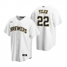 Men's Nike Milwaukee Brewers #22 Christian Yelich White Alternate Stitched Baseball Jersey