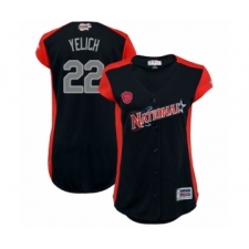 Women's Milwaukee Brewers #22 Christian Yelich Authentic Navy Blue National League 2019 Baseball All-Star Jersey