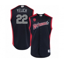 Youth Milwaukee Brewers #22 Christian Yelich Authentic Navy Blue National League 2019 Baseball All-Star Jersey