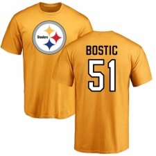 Nike Pittsburgh Steelers #51 Jon Bostic Gold Name & Number Logo T-Shirt