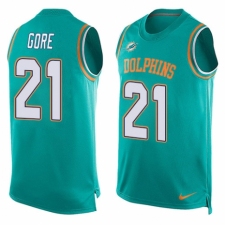 Men's Nike Miami Dolphins #21 Frank Gore Limited Aqua Green Player Name & Number Tank Top NFL Jersey