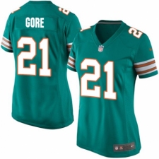 Women's Nike Miami Dolphins #21 Frank Gore Game Aqua Green Alternate NFL Jersey