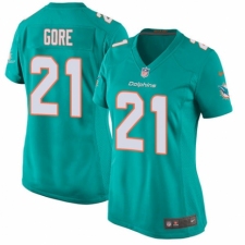 Women's Nike Miami Dolphins #21 Frank Gore Game Aqua Green Team Color NFL Jersey