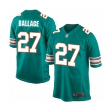 Men's Miami Dolphins #27 Kalen Ballage Game Aqua Green Alternate Football Jersey