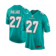Men's Miami Dolphins #27 Kalen Ballage Game Aqua Green Team Color Football Jersey