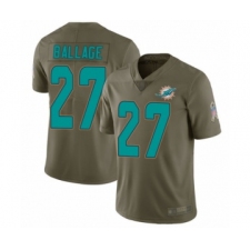 Men's Miami Dolphins #27 Kalen Ballage Limited Olive 2017 Salute to Service Football Jersey